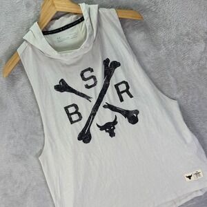 Under Armour Women's Hoodie Tank White BSR Project Rock Bull Logo Size L NWT